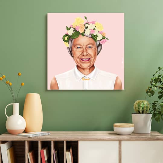 Empire Art Direct Hipstory™ 24" x 24" Hip Queen Elizabeth II Frameless Printed Tempered Glass Wall Art